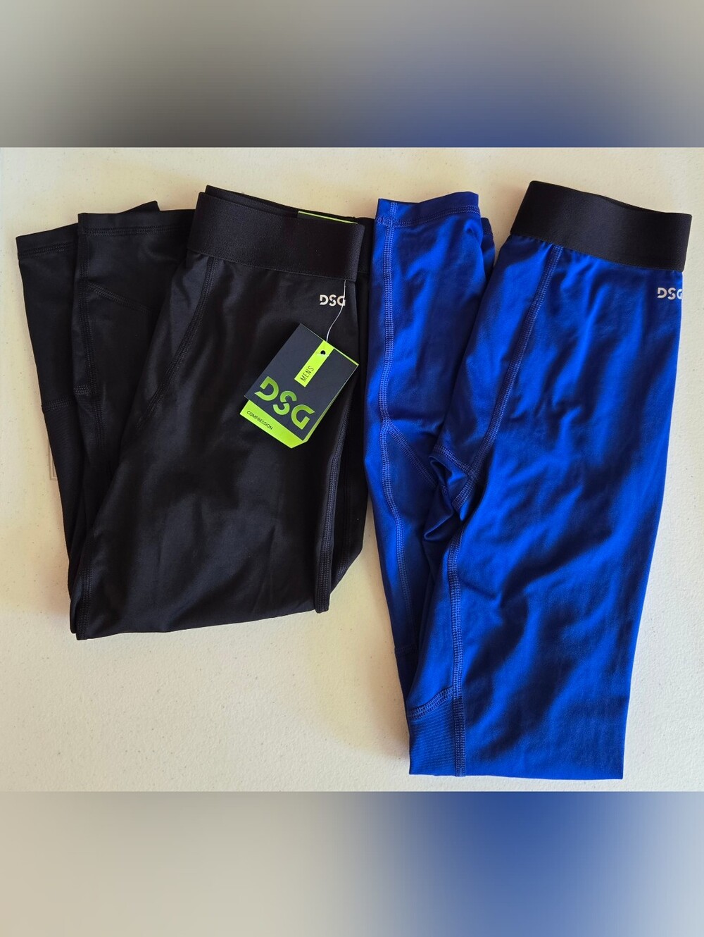 DSG Men's Compression Leggings -New Black & Used Royal Blue
